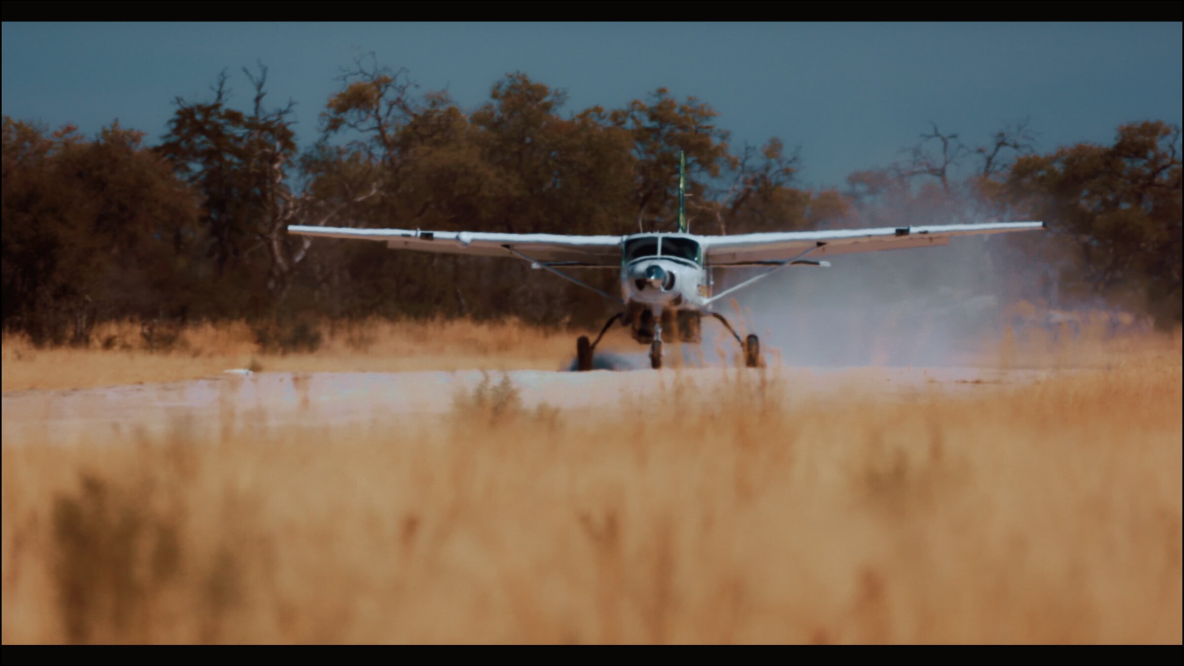 Bush plane on the dirt airstrip